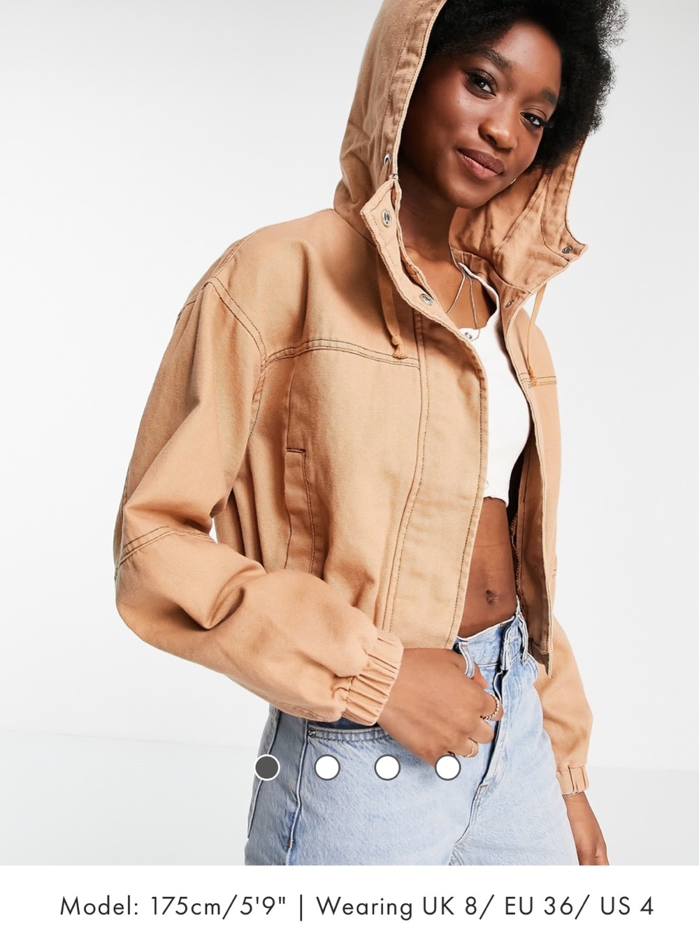 ASOS CURVE sz 20 Hooded 100% heavy cotton cropped Jacket in blush Tan
